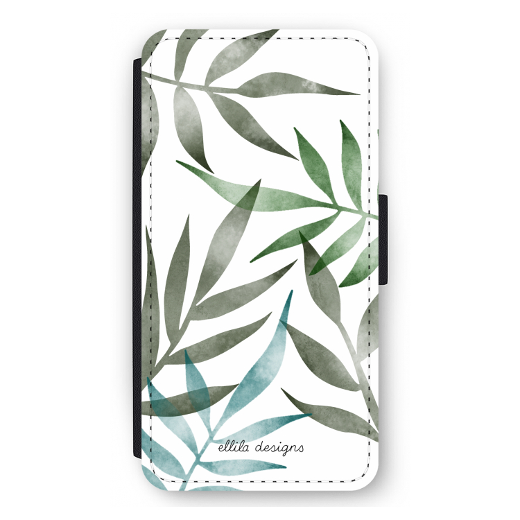 Tropical watercolor leaves: iPhone 11 Pro Max Flip Hoesje