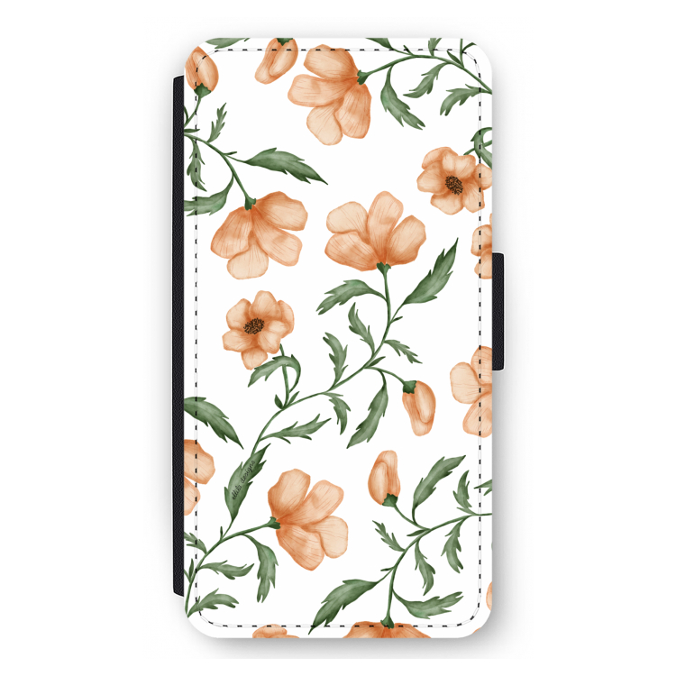 Peachy flowers: iPhone 11 Pro Max Flip Hoesje