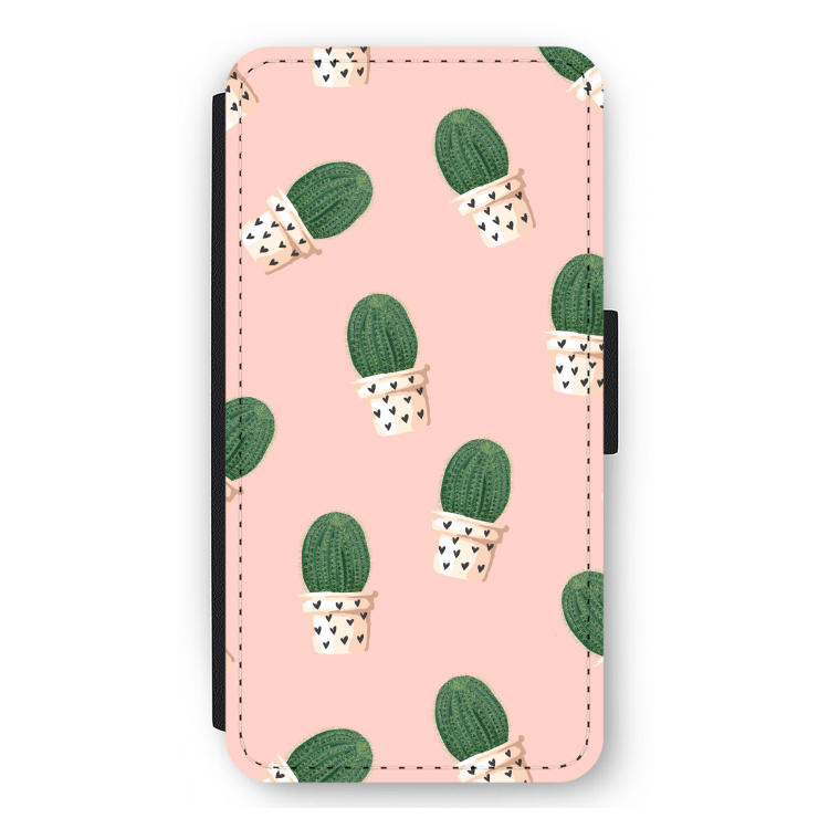 Cactusprint roze: iPhone 11 Pro Max Flip Hoesje