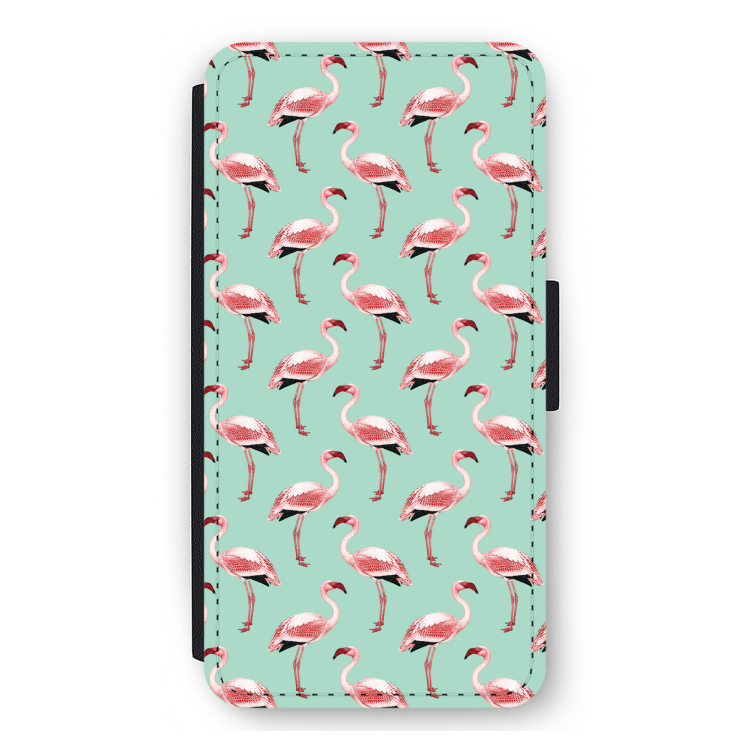 Flamingoprint groen: iPhone 11 Pro Max Flip Hoesje
