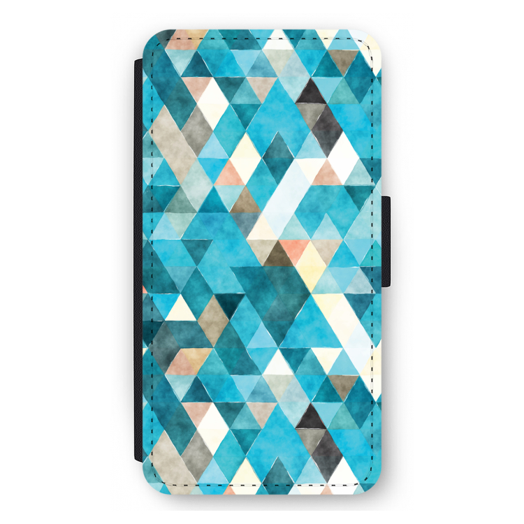 Gekleurde driehoekjes blauw: iPhone 11 Pro Max Flip Hoesje