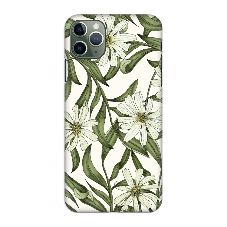 Wit bloemenpatroon: Volledig geprint iPhone 11 Pro Max Hoesje
