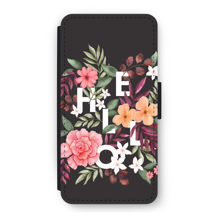 Hello in flowers: iPhone 12 Flip Hoesje
