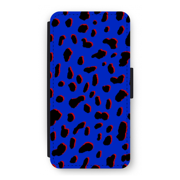 Blue Leopard: iPhone 12 Flip Hoesje