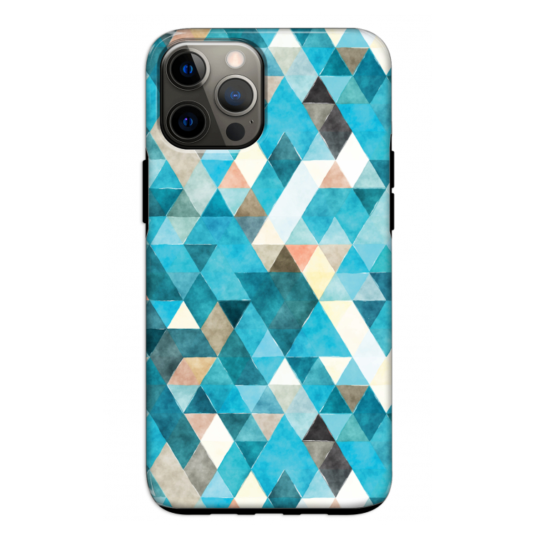 Gekleurde driehoekjes blauw: iPhone 12 Tough Case