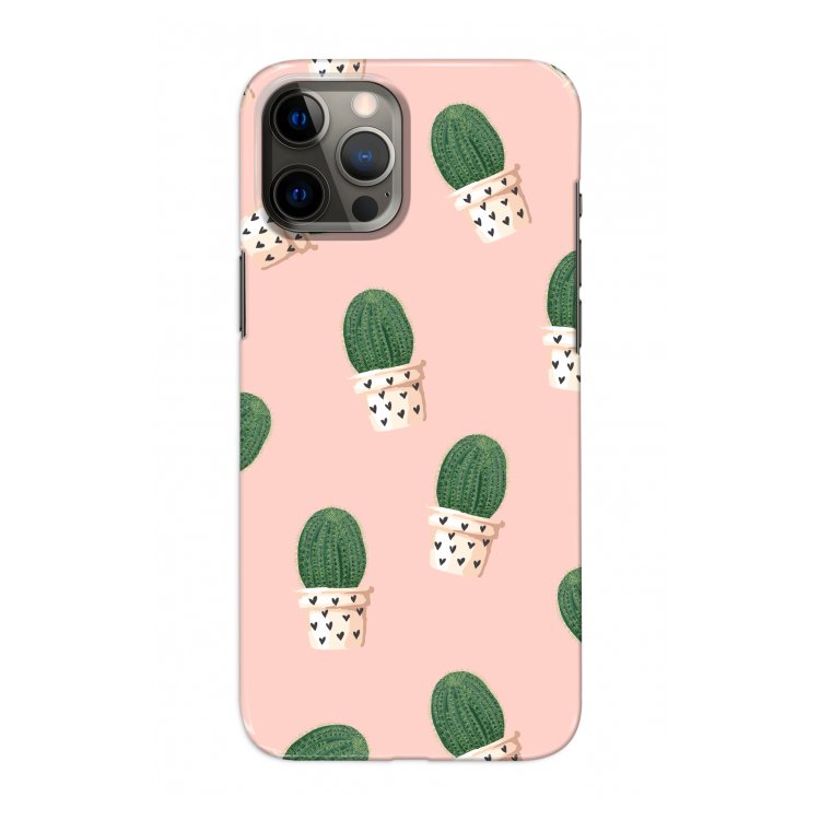 Cactusprint roze: Volledig geprint iPhone 12 Hoesje