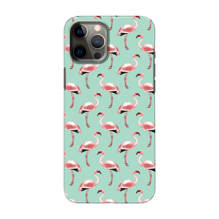 Flamingoprint groen: Volledig geprint iPhone 12 Hoesje