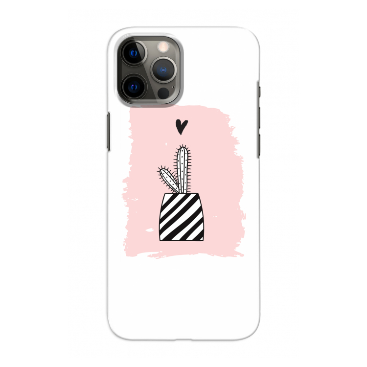 Zwart-wit cactus: Volledig geprint iPhone 12 Hoesje