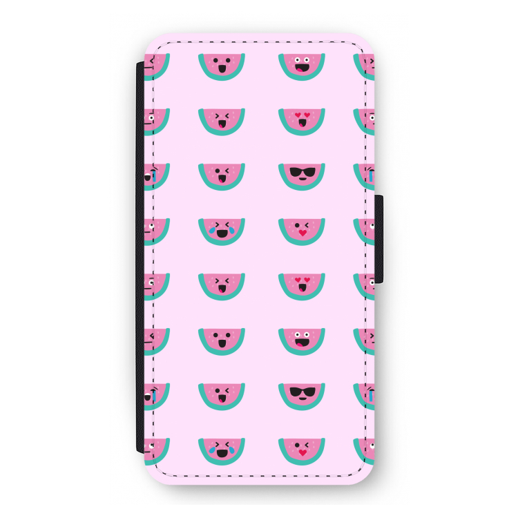 Smiley watermeloenprint: iPhone 12 Flip Hoesje