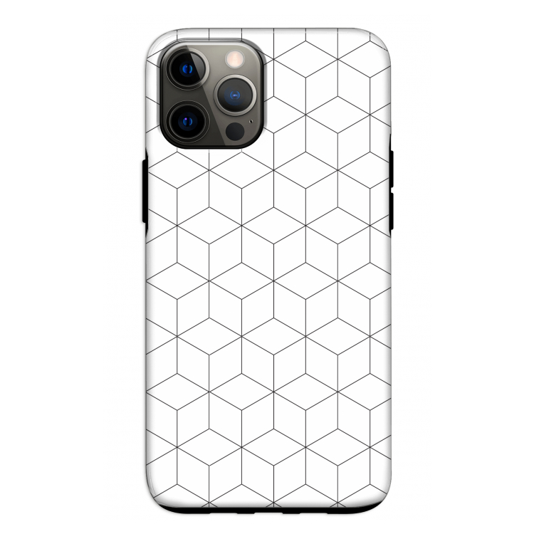 Zwart-witte kubussen: iPhone 12 Tough Case