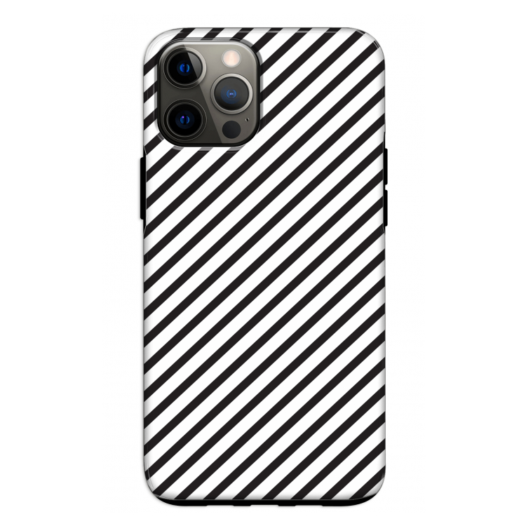 Strepen zwart-wit: iPhone 12 Tough Case