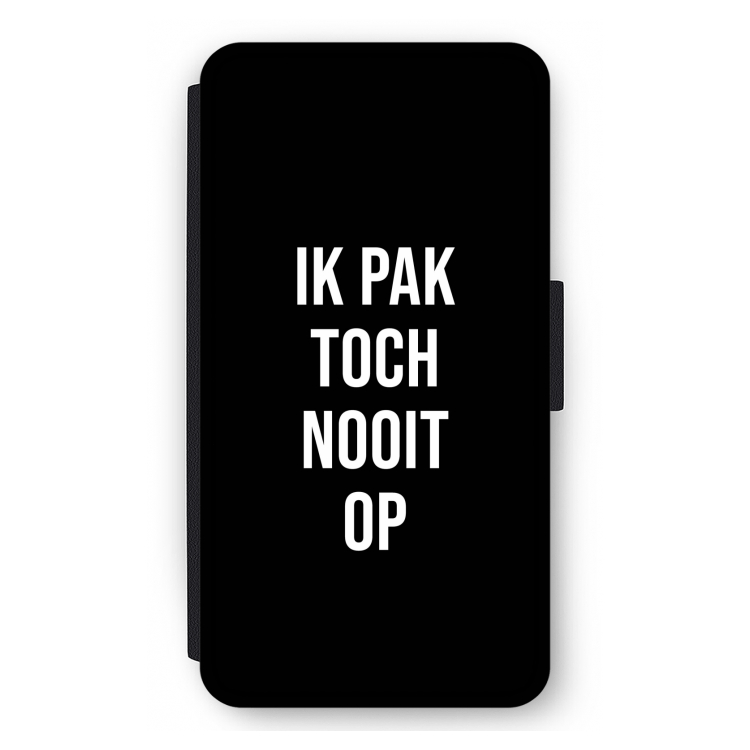 Ik pak nooit op - Zwart: iPhone 12 mini Flip Hoesje