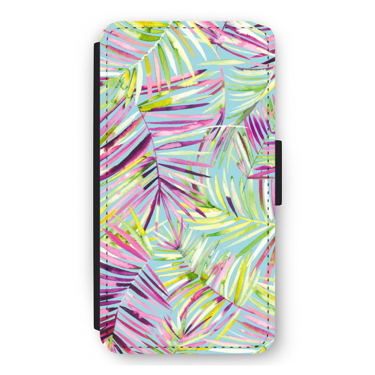 Tropical Palms Blue: iPhone 12 mini Flip Hoesje
