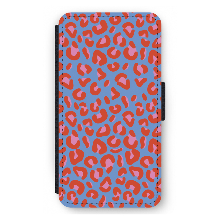 Leopard blue: iPhone 12 mini Flip Hoesje