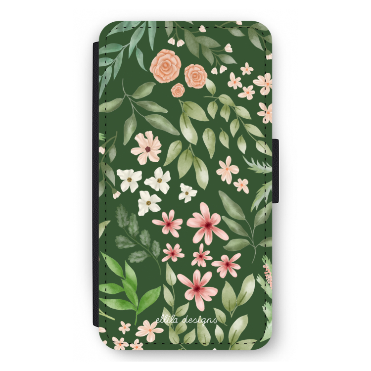 Botanical green sweet flower heaven: iPhone 12 mini Flip Hoesje