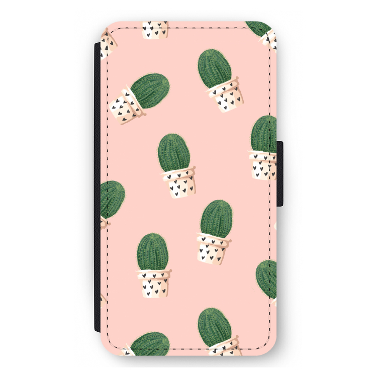 Cactusprint roze: iPhone 12 mini Flip Hoesje