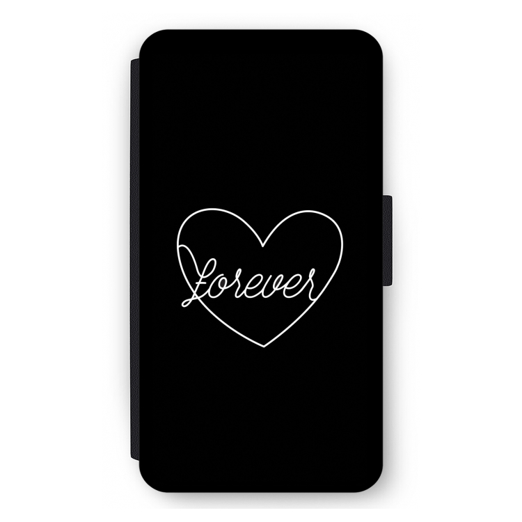 Forever heart black: iPhone 12 mini Flip Hoesje