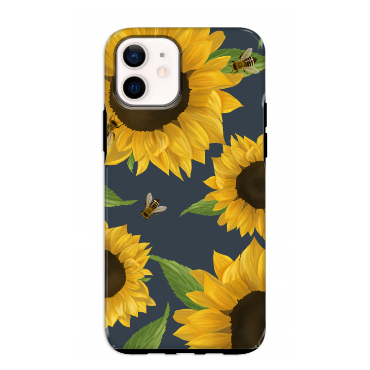 Sunflower and bees: iPhone 12 mini Tough Case