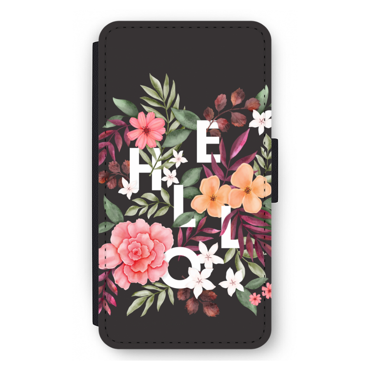 Hello in flowers: iPhone 12 mini Flip Hoesje