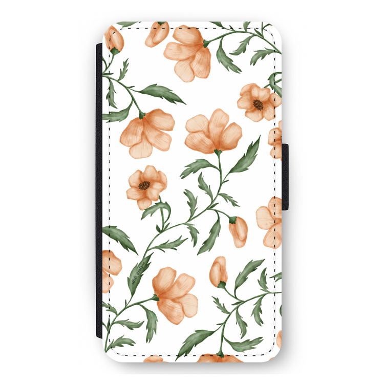 Peachy flowers: iPhone 12 mini Flip Hoesje