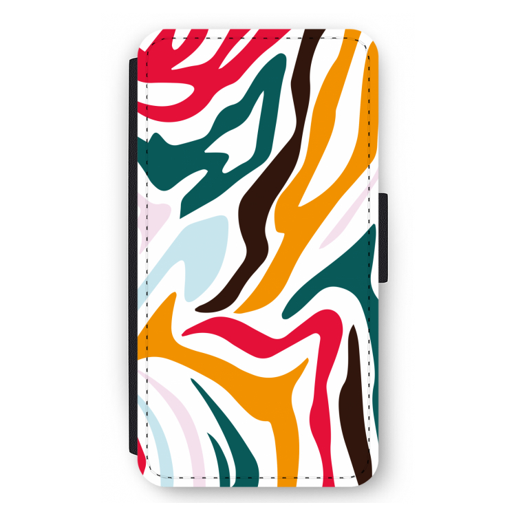 Colored Zebra: iPhone 12 mini Flip Hoesje