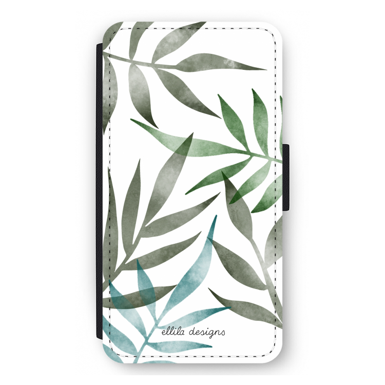 Tropical watercolor leaves: iPhone 12 mini Flip Hoesje