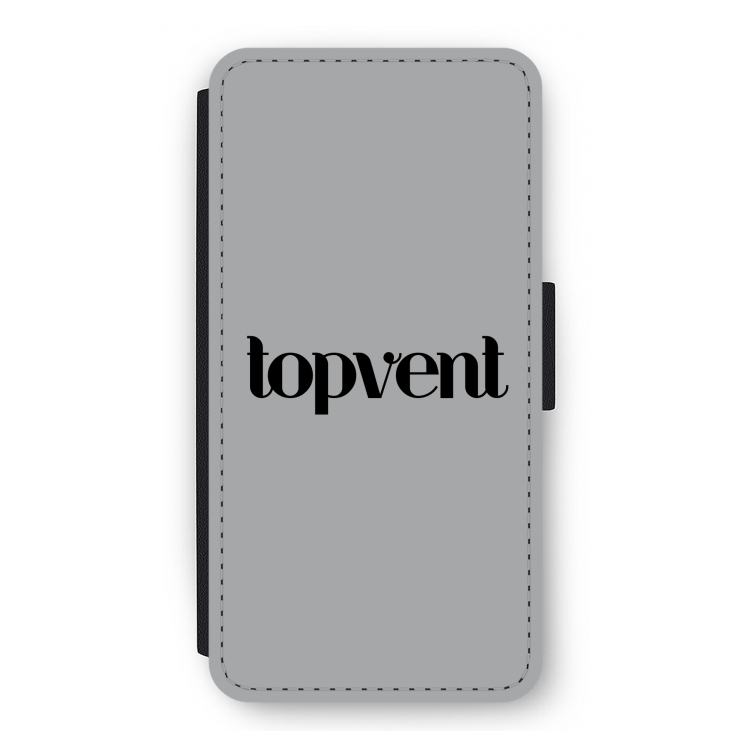 Topvent Grijs Zwart: iPhone 12 Pro Flip Hoesje