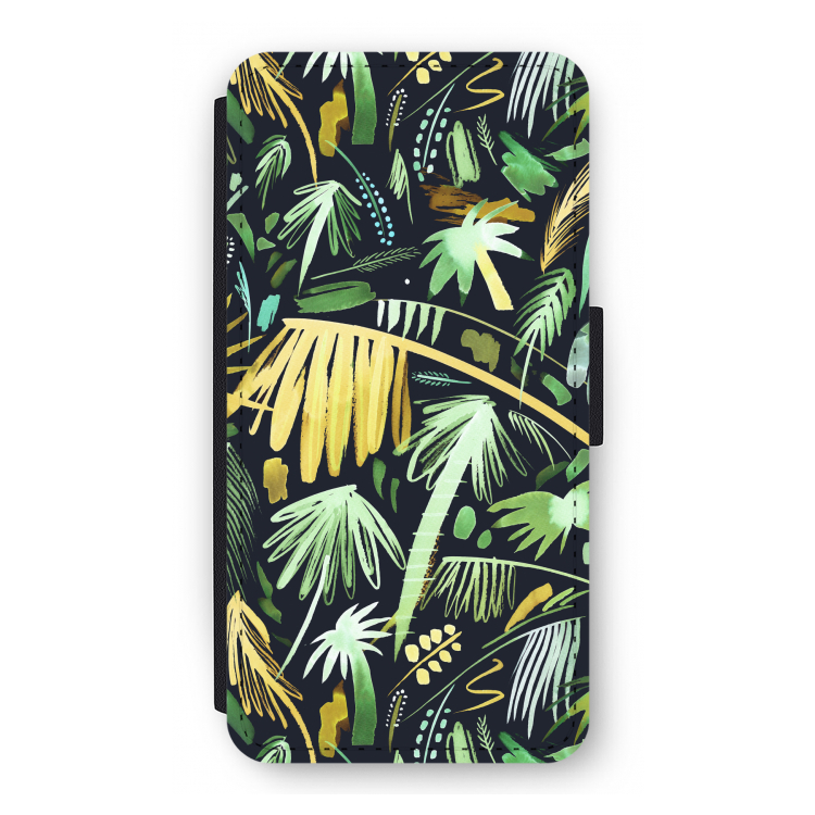 Tropical Palms Dark: iPhone 12 Pro Flip Hoesje