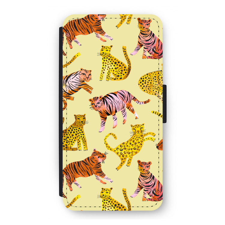 Cute Tigers and Leopards: iPhone 12 Pro Flip Hoesje