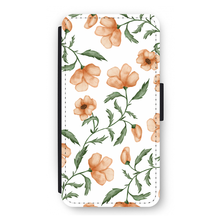 Peachy flowers: iPhone 12 Pro Flip Hoesje