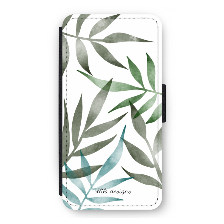 Tropical watercolor leaves: iPhone 12 Pro Flip Hoesje