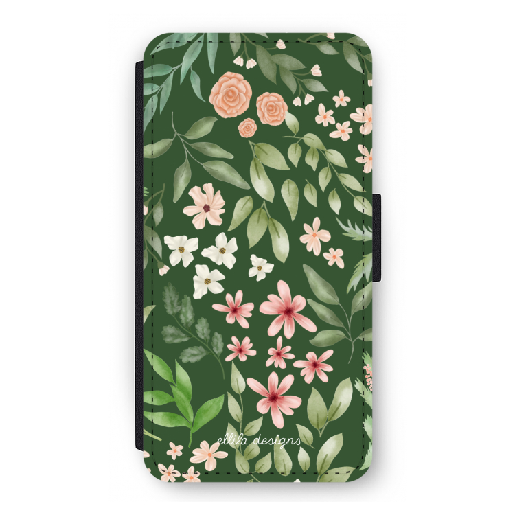 Botanical green sweet flower heaven: iPhone 12 Pro Flip Hoesje
