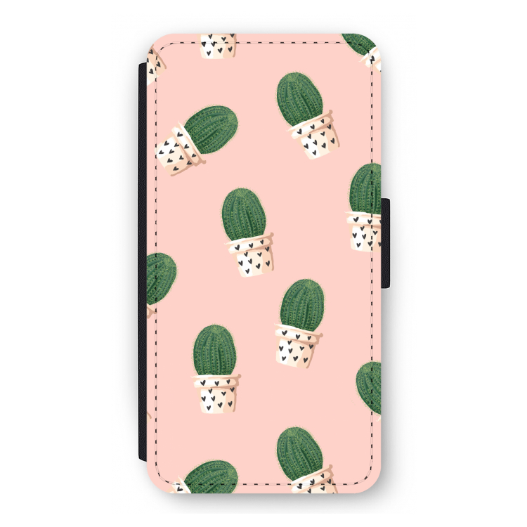 Cactusprint roze: iPhone 12 Pro Flip Hoesje
