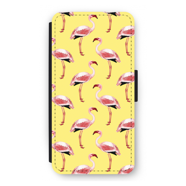 Flamingo's geel: iPhone 12 Pro Flip Hoesje