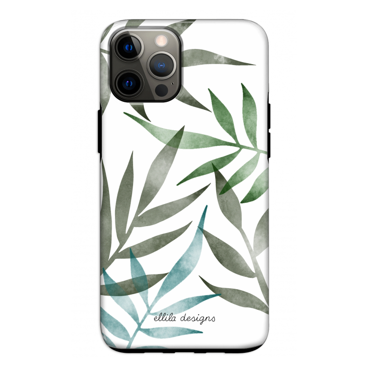 Tropical watercolor leaves: iPhone 12 Pro Tough Case