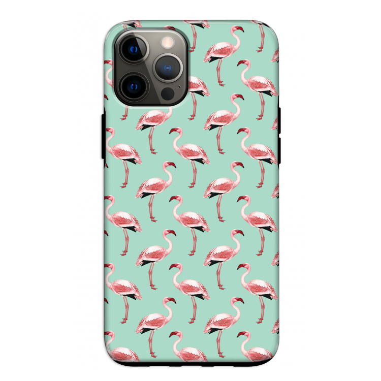Flamingoprint groen: iPhone 12 Pro Tough Case