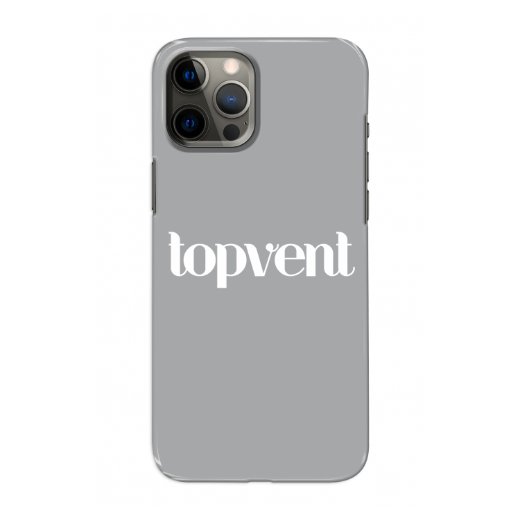Topvent Grijs Wit: Volledig geprint iPhone 12 Pro Hoesje