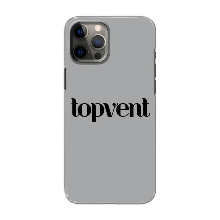 Topvent Grijs Zwart: Volledig geprint iPhone 12 Pro Hoesje