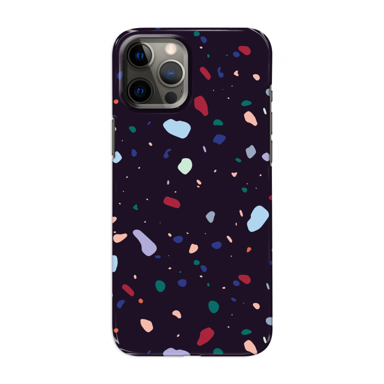 Dark Rounded Terrazzo: Volledig geprint iPhone 12 Pro Hoesje