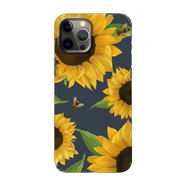 Sunflower and bees: Volledig geprint iPhone 12 Pro Hoesje