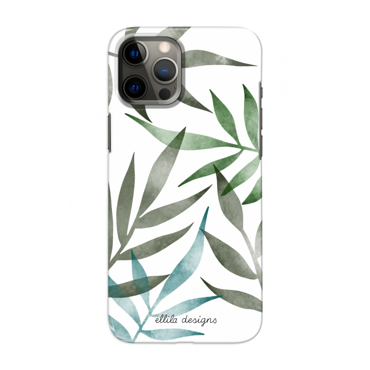 Tropical watercolor leaves: Volledig geprint iPhone 12 Pro Hoesje