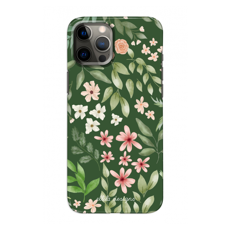 Botanical green sweet flower heaven: Volledig geprint iPhone 12 Pro Hoesje