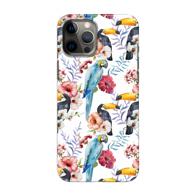 Bloemen tukan: Volledig geprint iPhone 12 Pro Hoesje