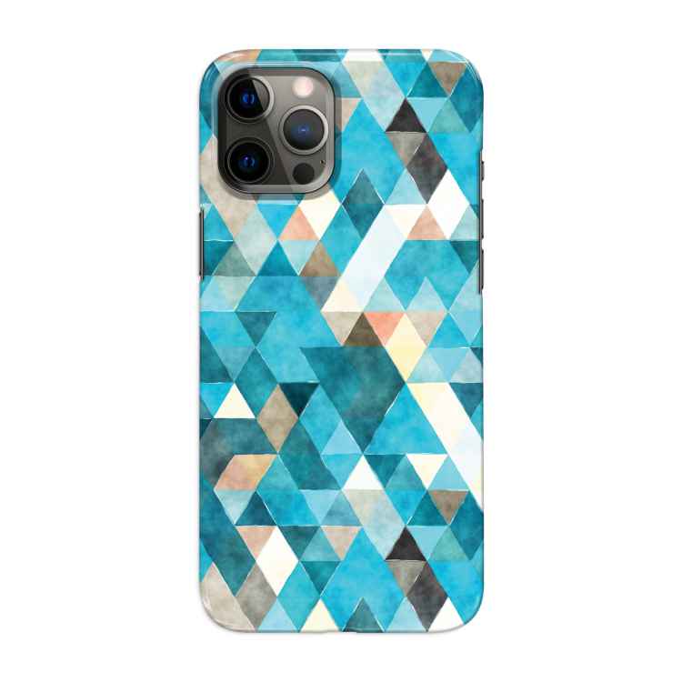 Gekleurde driehoekjes blauw: Volledig geprint iPhone 12 Pro Hoesje