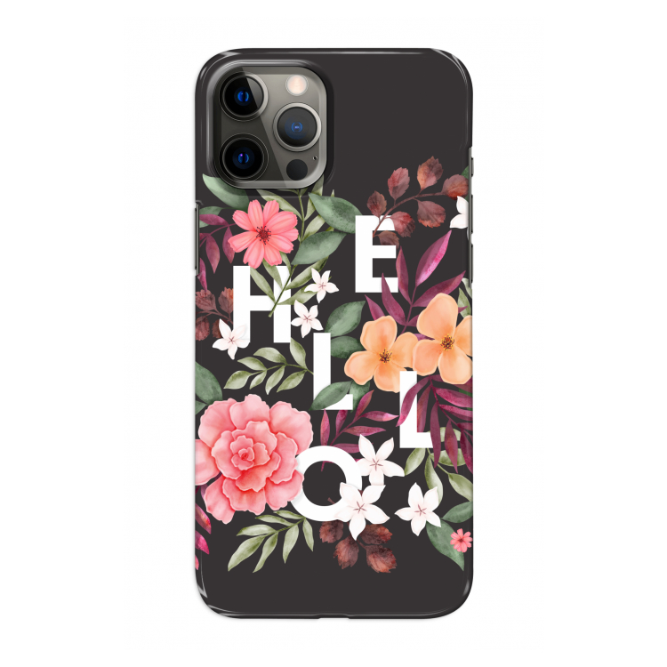 Hello in flowers: Volledig geprint iPhone 12 Pro Hoesje