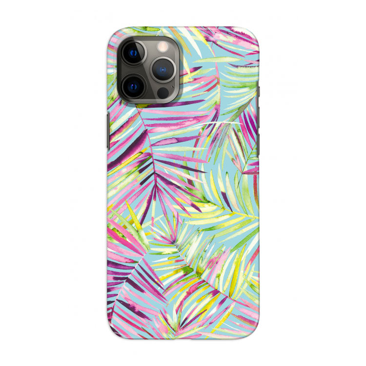 Tropical Palms Blue: Volledig geprint iPhone 12 Pro Hoesje