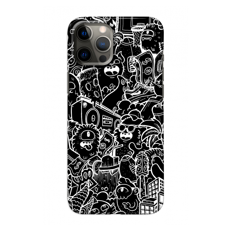 Vexx Black City : Volledig geprint iPhone 12 Pro Hoesje