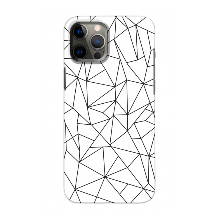 Geometrische lijnen zwart: Volledig geprint iPhone 12 Pro Hoesje