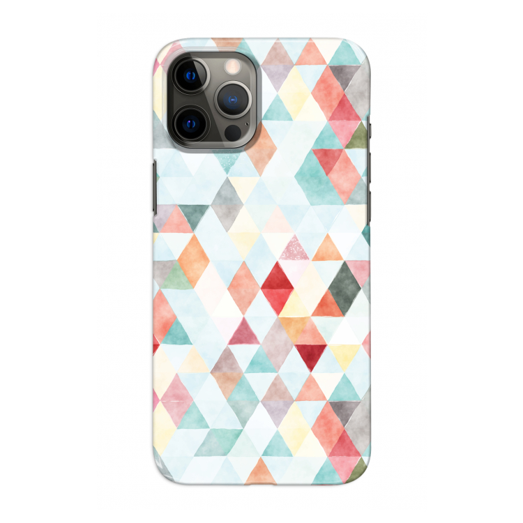 Gekleurde driehoekjes pastel: Volledig geprint iPhone 12 Pro Hoesje
