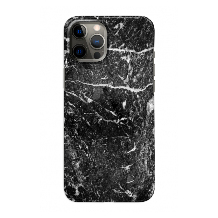 Zwart marmer: Volledig geprint iPhone 12 Pro Hoesje